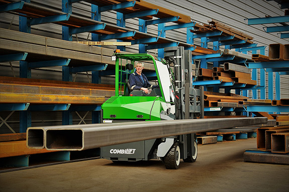 Combilift COMBI CB 4 way counterbalance forklift Manufacturing Steel Fabrication Outdoor Rack Resized