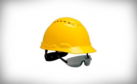 Eyewear integrated with hard hat for improved comfort